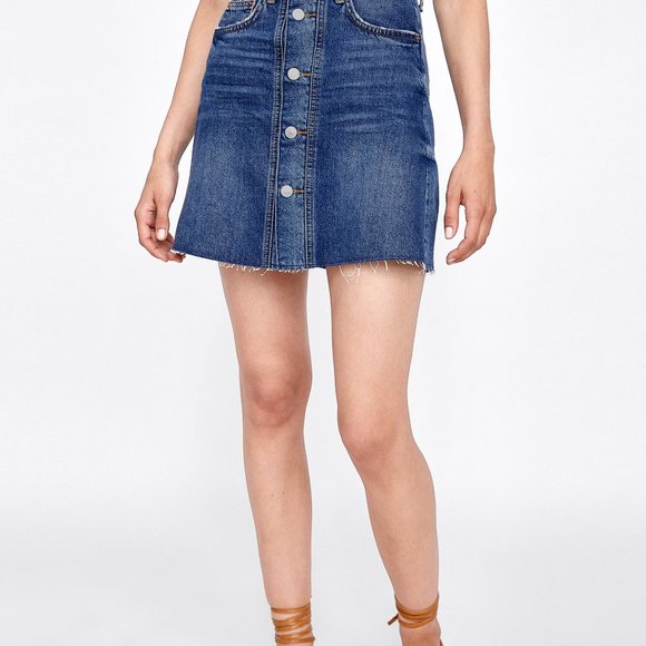 NWT Zara Colorblock Mini Skirt in Malibu Blue sz M - Picture 7 of 11